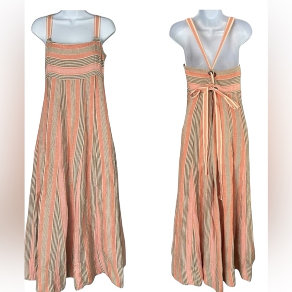 ANTHROPOLOGIE MAEVE SQUARE NECK TIE BACK A-LINE HALTER Maxie‎ DRESS ORANGE SZ 12 - Picture 12 of 16